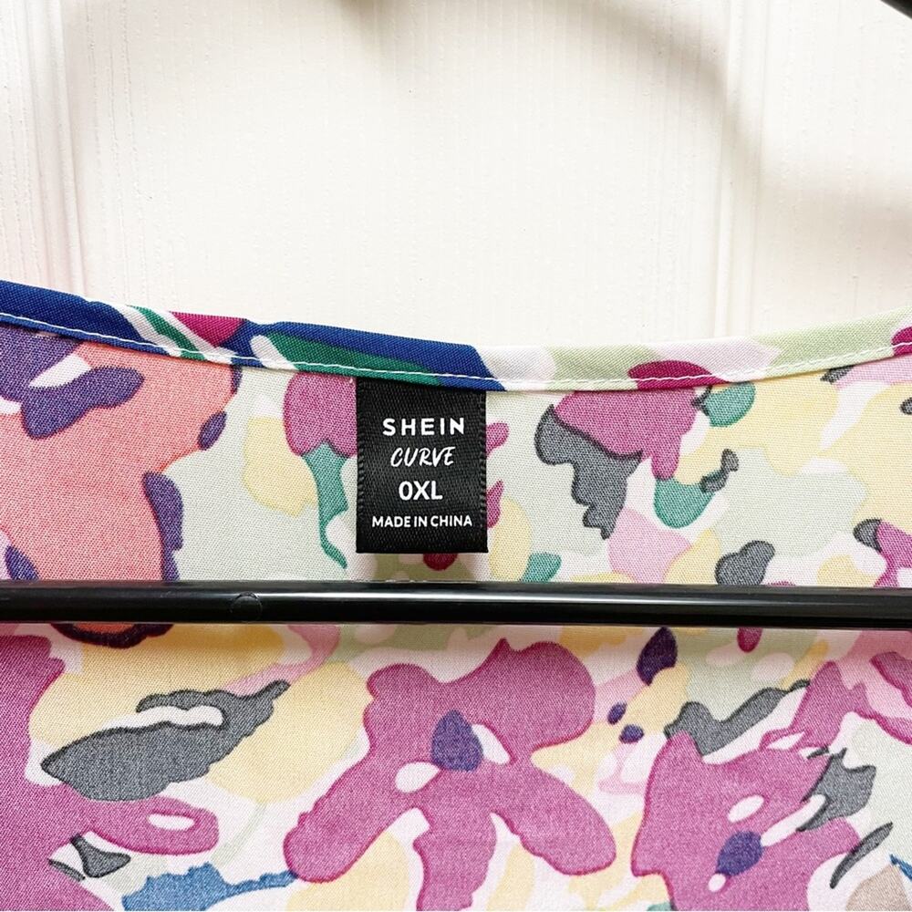 SHEIN VCAY Plus Multicolor Floral Print Cap Sleeve Sheath Dress 0XL - Picture 6 of 8